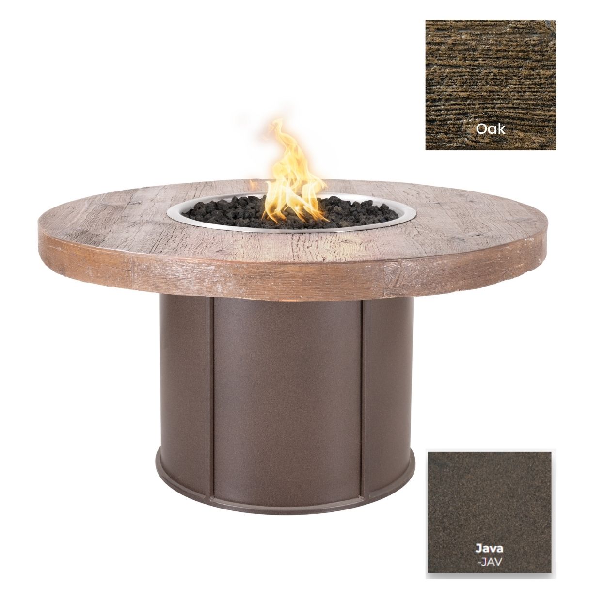 The Outdoor Plus Fresno Wood Grain Concrete and Steel Fire Table + Free Cover | Outdoor Heat Direct