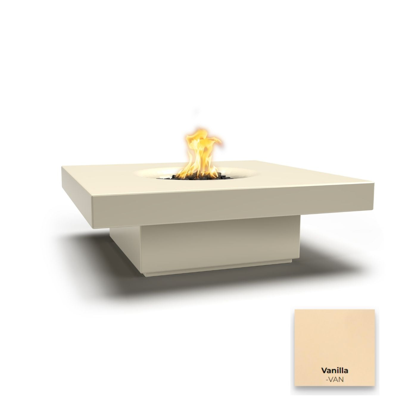 The Outdoor Plus Balboa Concrete Fire Table - 15" Tall + Free Cover | Outdoor Heat Direct