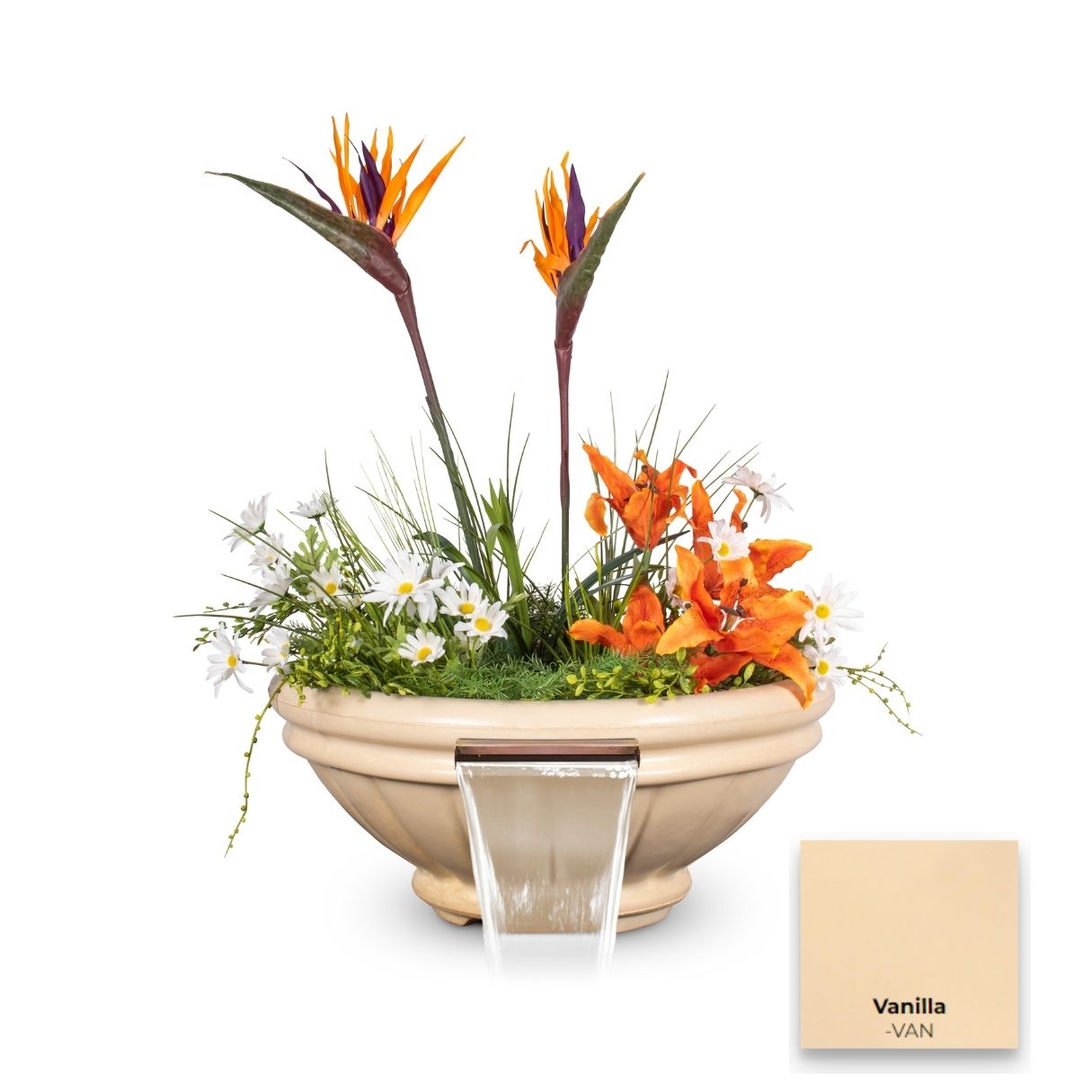 The Outdoor Plus Roma Concrete Planter & Water Bowl | Outdoor Heat Direct