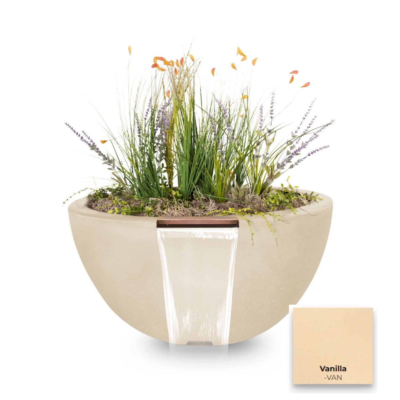 The Outdoor Plus Luna Concrete Planter & Water Bowl | Outdoor Heat Direct