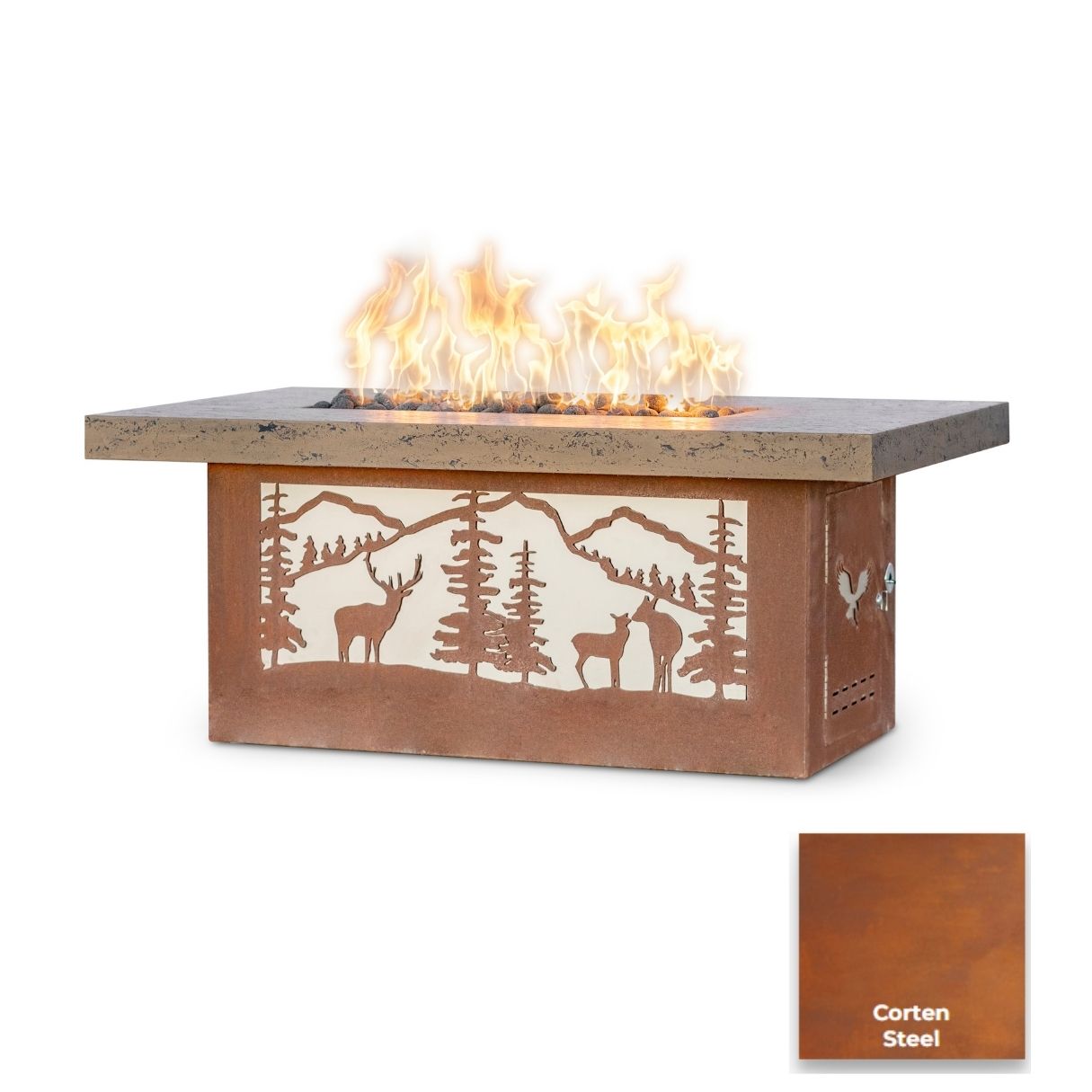 The Outdoor Plus Rectangle Outback Fire Pit / Cattle Ranch Design + Free Cover | Outdoor Heat Direct
