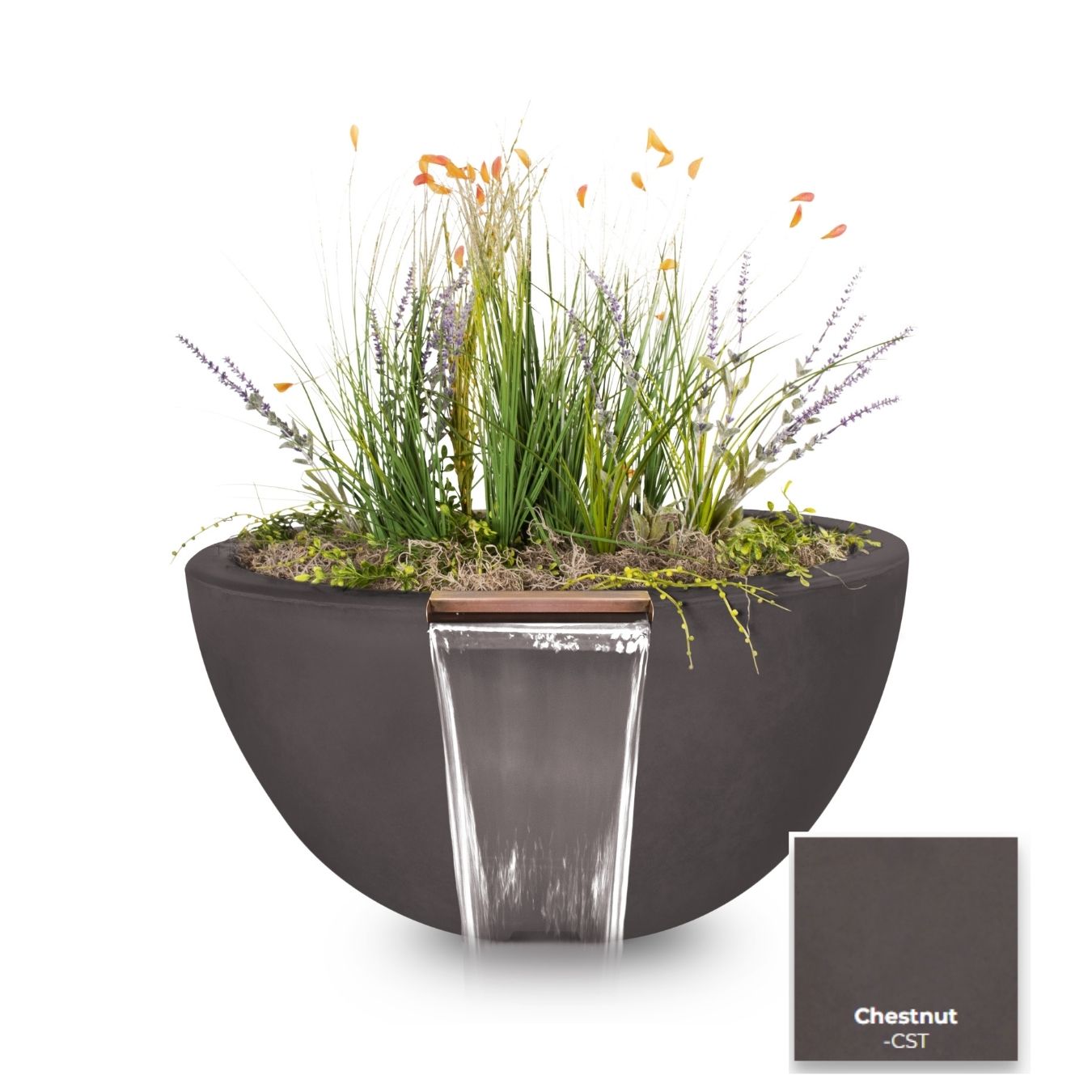 The Outdoor Plus Luna Concrete Planter & Water Bowl | Outdoor Heat Direct