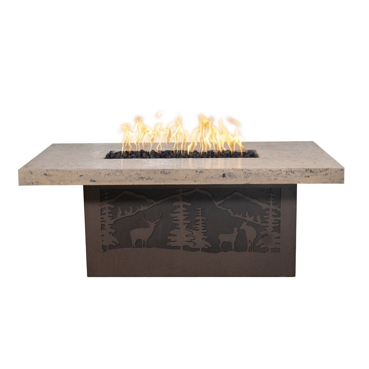 The Outdoor Plus Rectangle Outback Fire Pit / Cattle Ranch Design + Free Cover | Outdoor Heat Direct