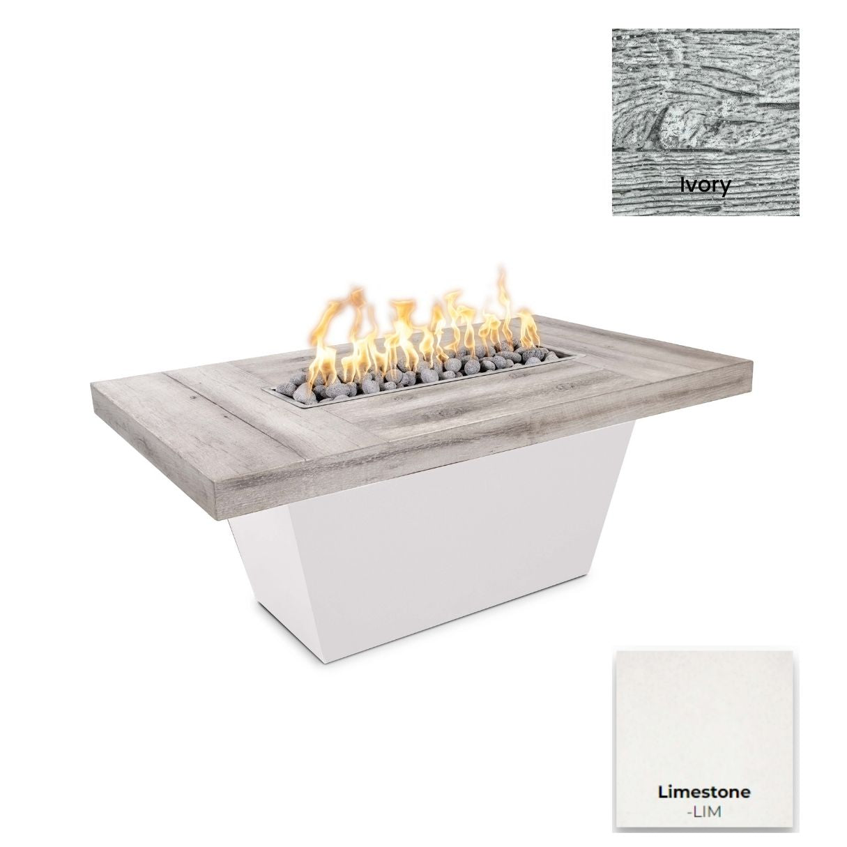 The Outdoor Plus Tacoma Wood Grain Concrete and Steel Fire Table + Free Cover (Lead Time 2-3 weeks)