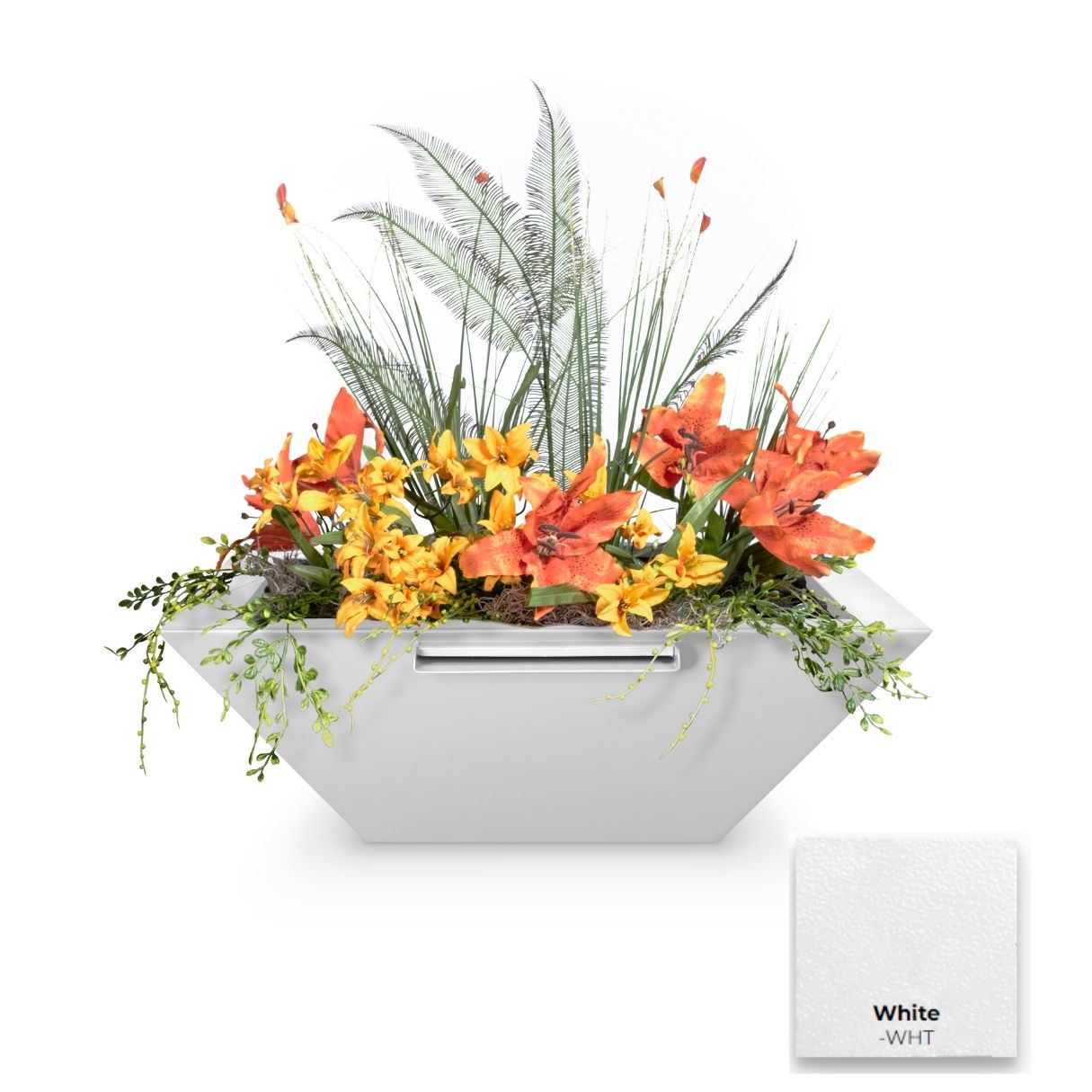 The Outdoor Plus Maya Powdercoated Steel Planter & Water Bowl | Outdoor Heat Direct