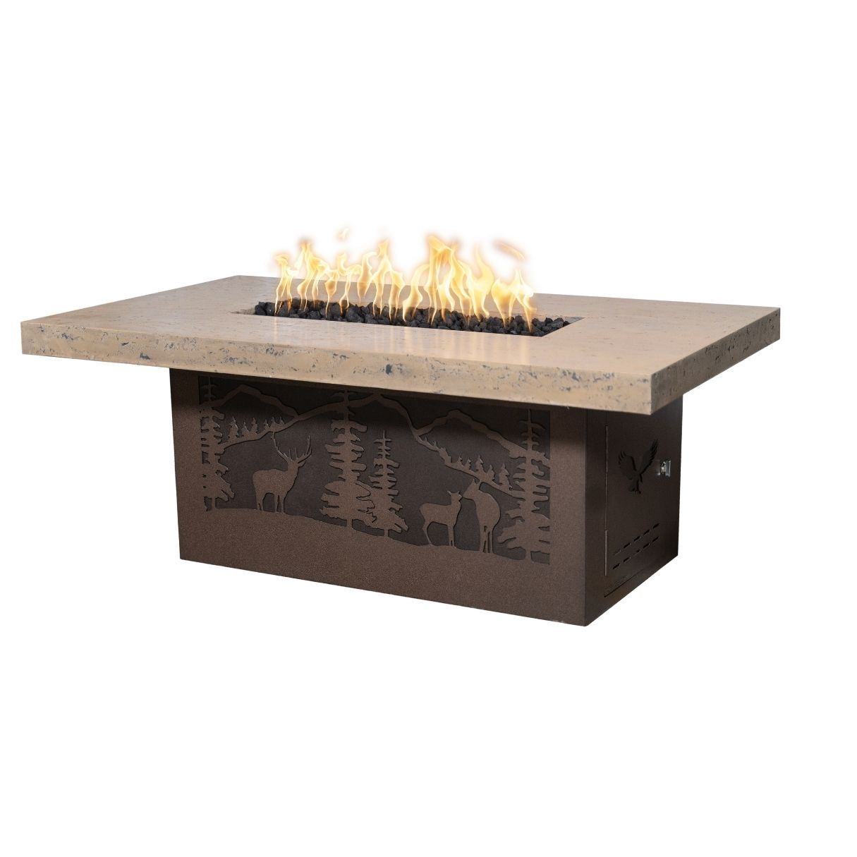 The Outdoor Plus Rectangle Outback Fire Pit / Cattle Ranch Design + Free Cover | Outdoor Heat Direct