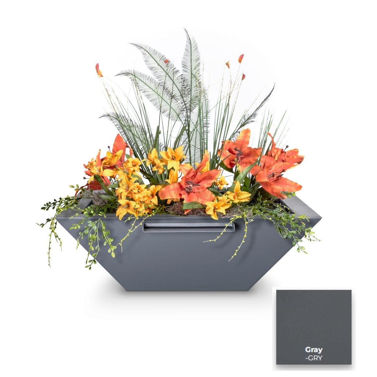 The Outdoor Plus Maya Powdercoated Steel Planter & Water Bowl | Outdoor Heat Direct