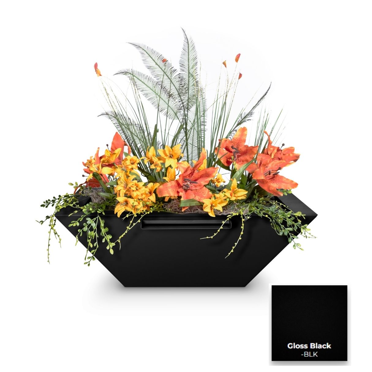The Outdoor Plus Maya Powdercoated Steel Planter & Water Bowl | Outdoor Heat Direct