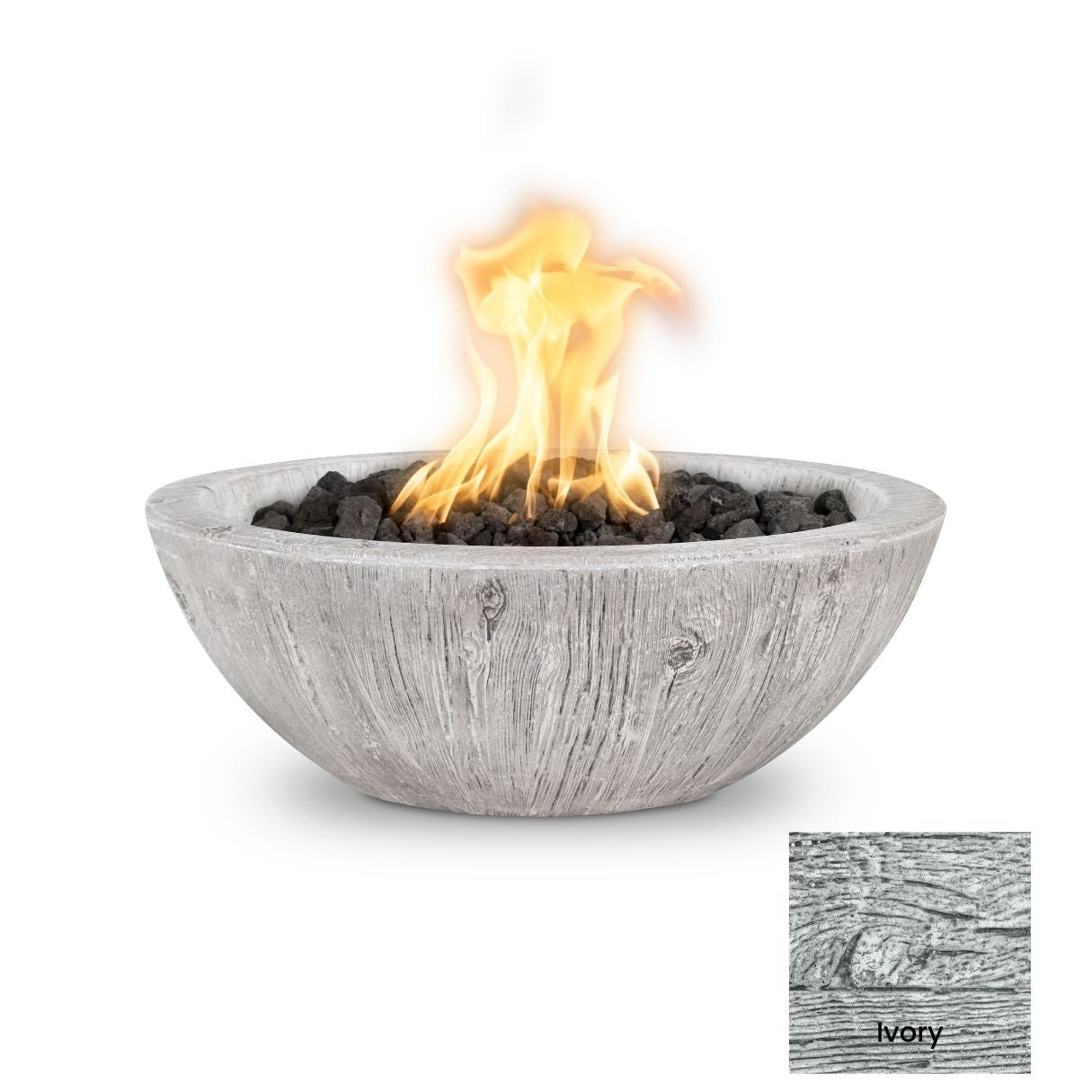 The Outdoor Plus Sedona Wood Grain Concrete Fire Bowl + Free Cover | Outdoor Heat Direct