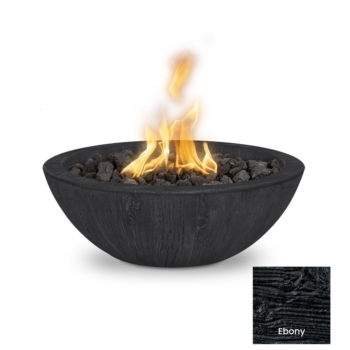 The Outdoor Plus Sedona Wood Grain Concrete Fire Bowl + Free Cover | Outdoor Heat Direct