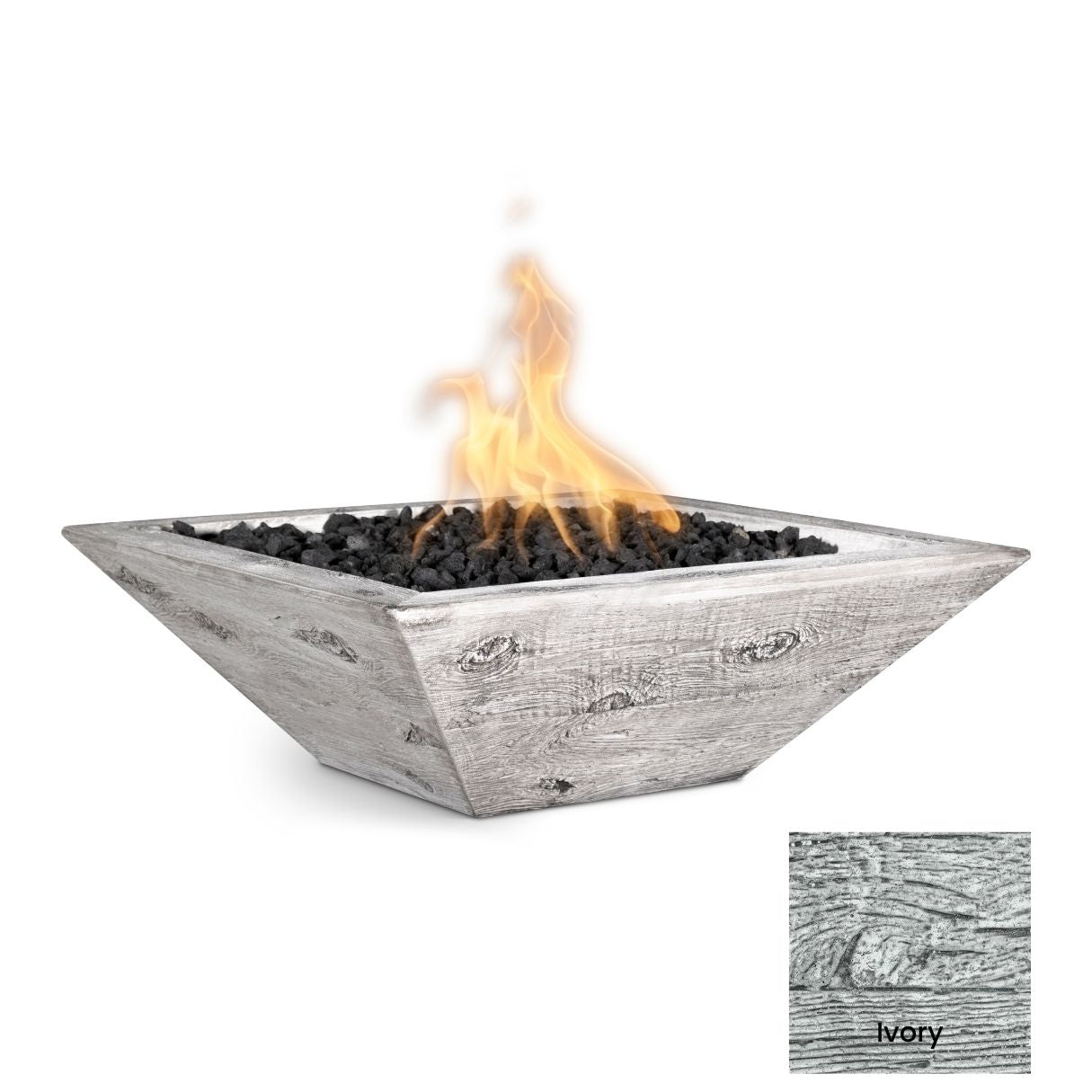 The Outdoor Plus Maya Wood Grain Concrete Fire Bowl + Free Cover | Outdoor Heat Direct