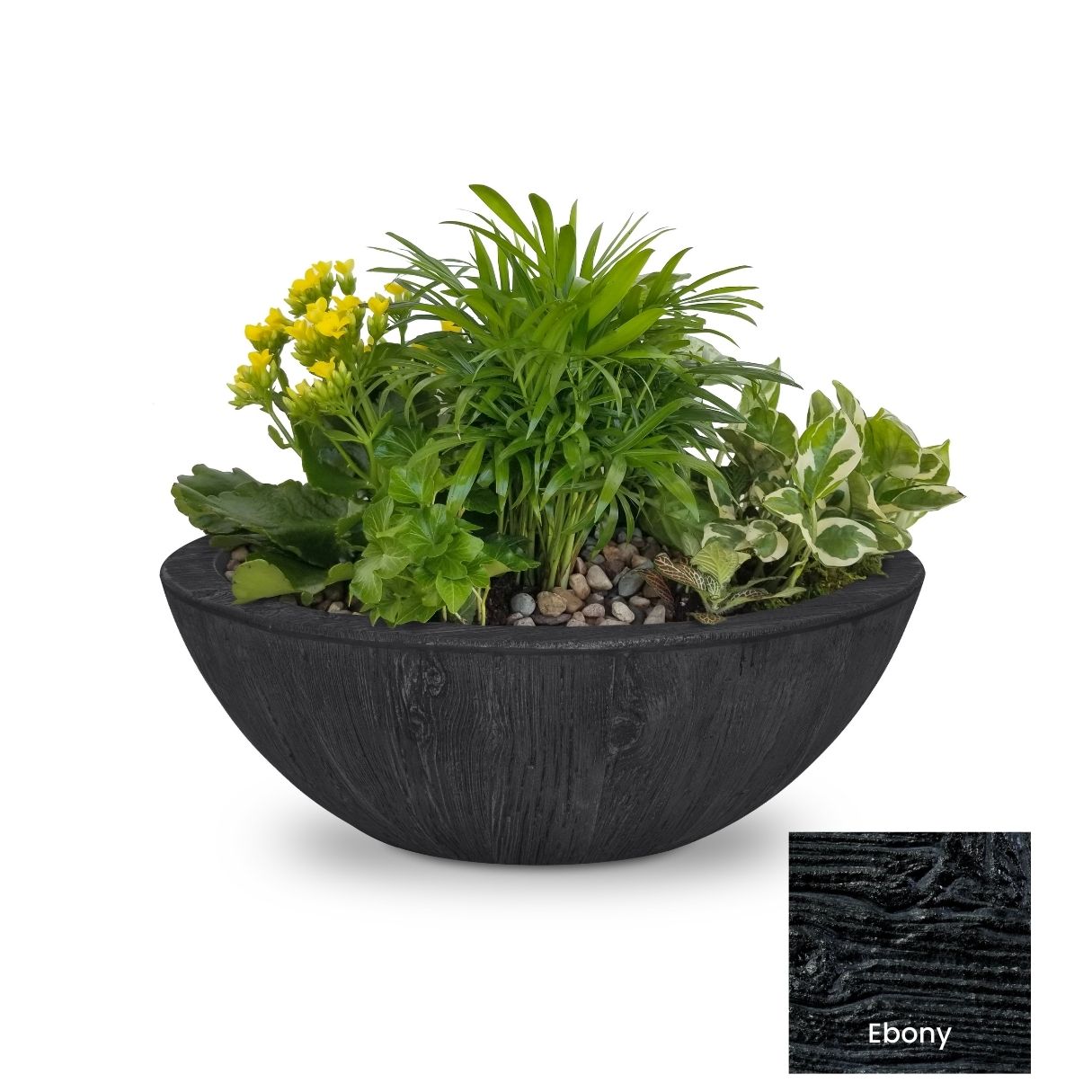 The Outdoor Plus Sedona Wood Grain Concrete Planter Bowl | Outdoor Heat Direct