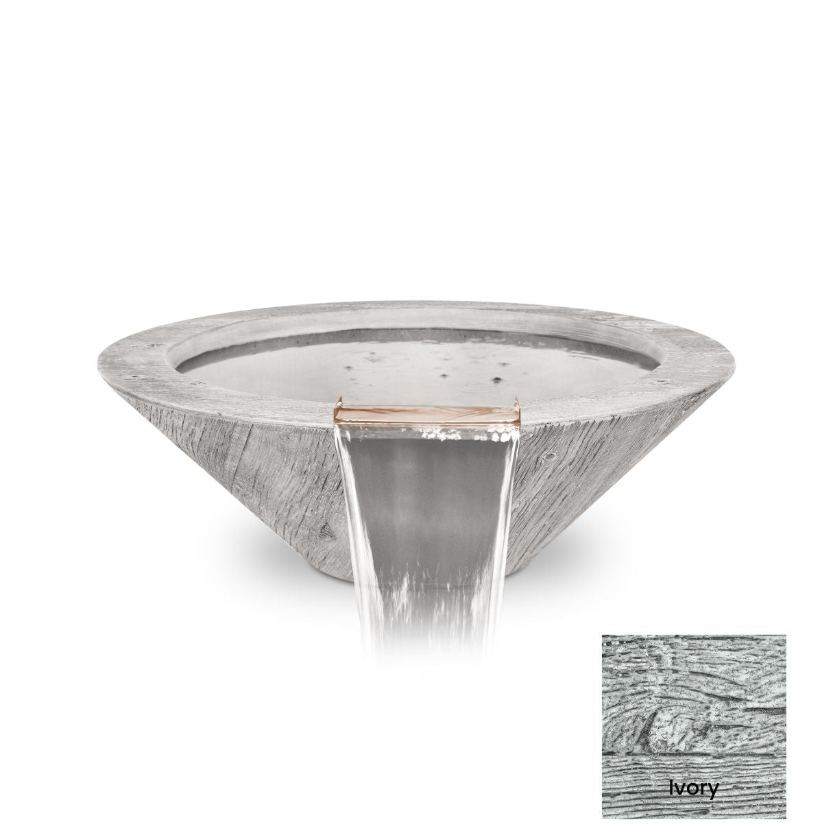 The Outdoor Plus Cazo Wood Grain Concrete Water Bowl + Free Cover | Outdoor Heat Direct