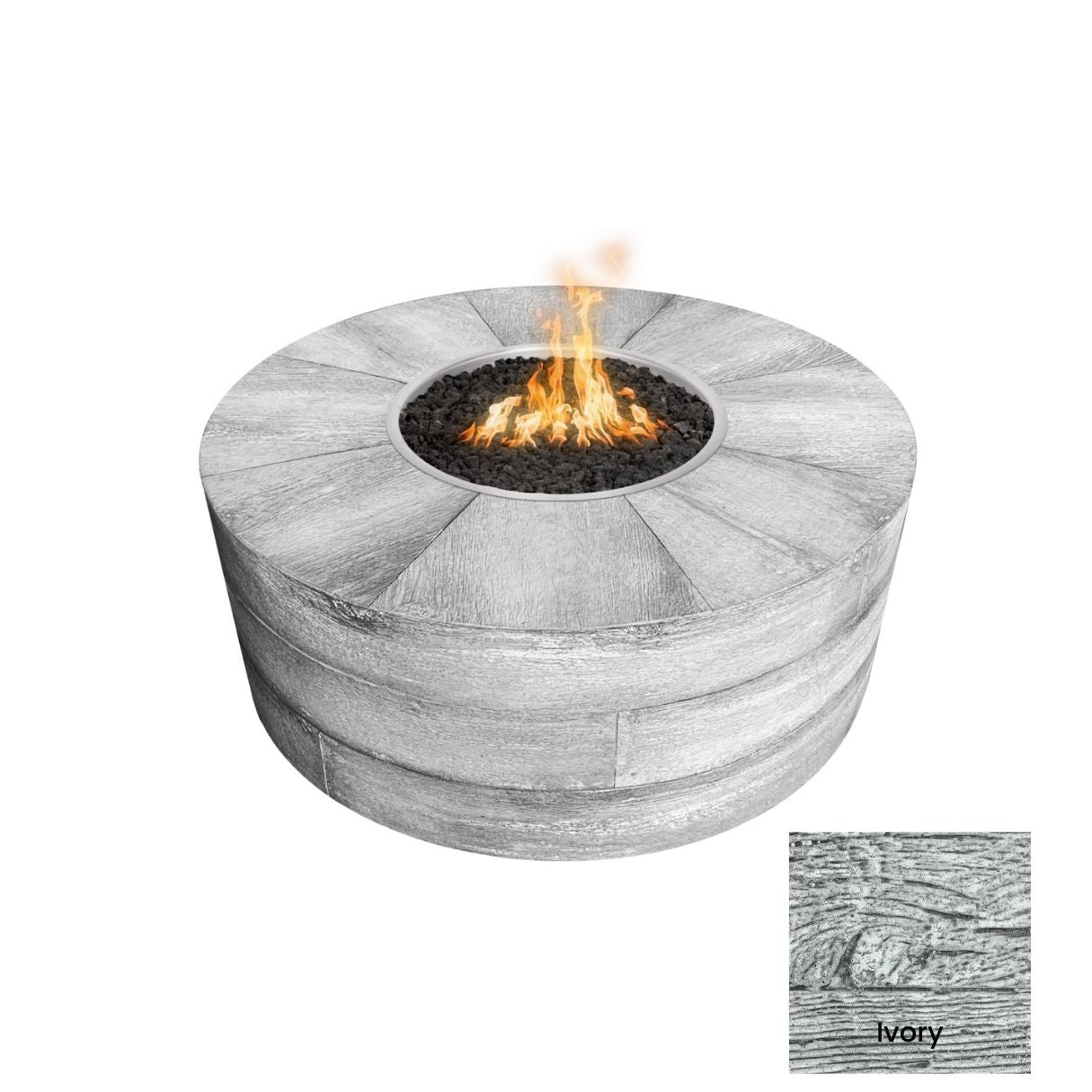 The Outdoor Plus Sequoia Wood Grain Concrete Fire Pit + Free Cover | Outdoor Heat Direct