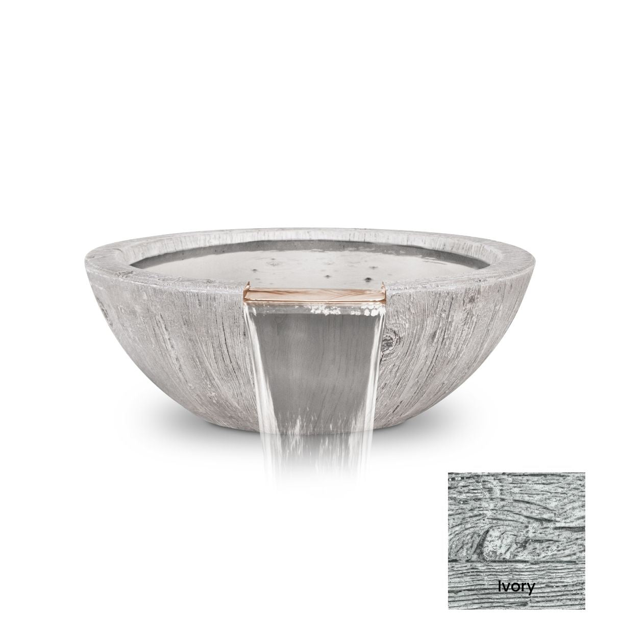 The Outdoor Plus Sedona Wood Grain Concrete Water Bowl + Free Cover | Outdoor Heat Direct