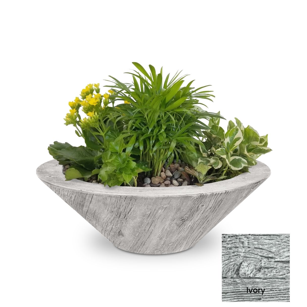 The Outdoor Plus Cazo Wood Grain Concrete Planter Bowl | Outdoor Heat Direct