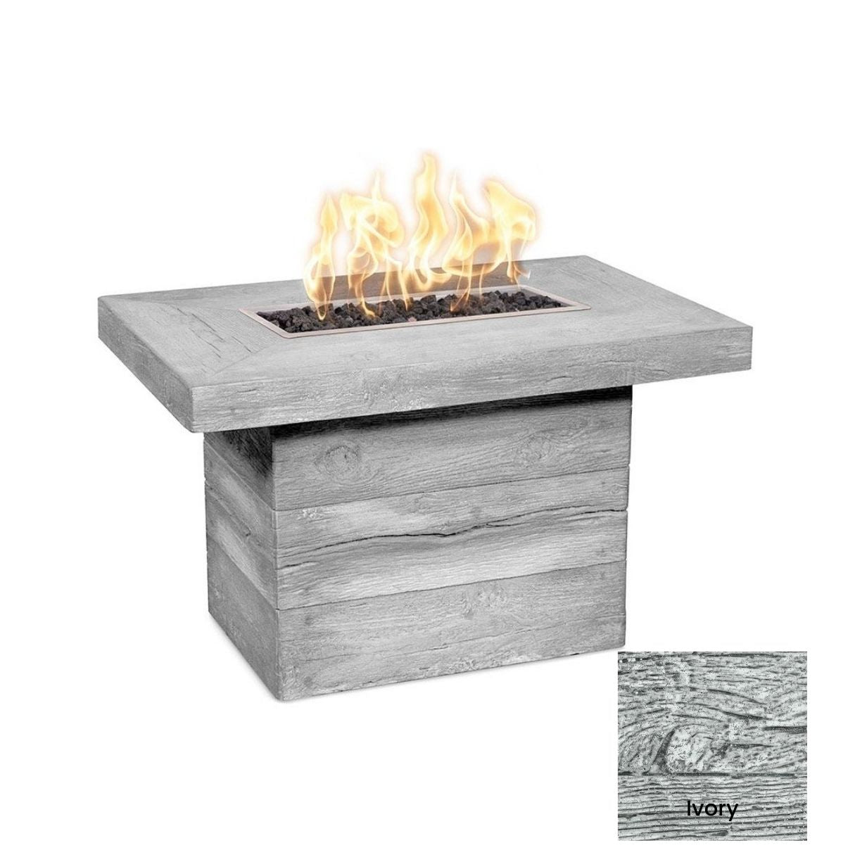 The Outdoor Plus Alberta Wood Grain Concrete Fire Pit + Free Cover | Outdoor Heat Direct