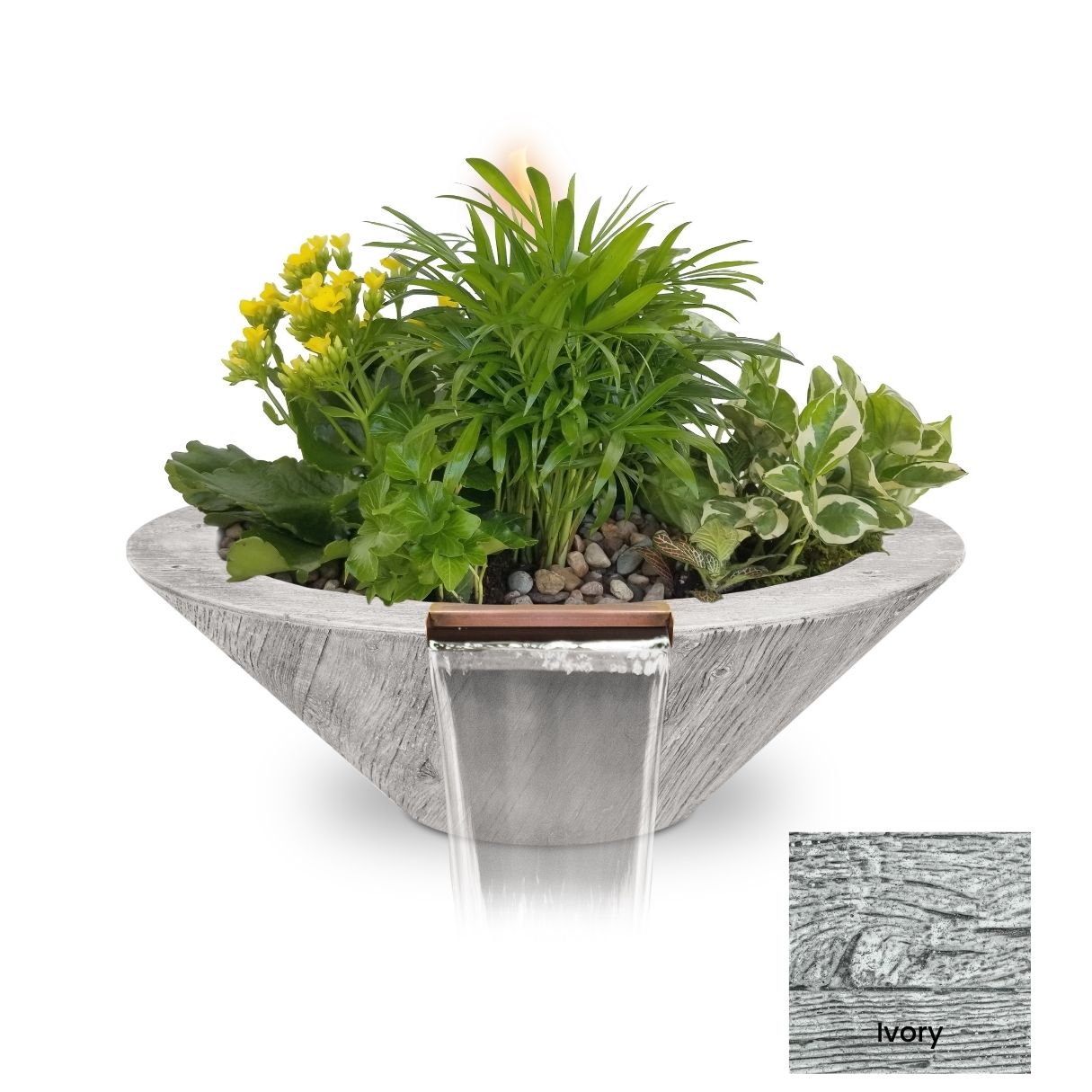 The Outdoor Plus Cazo Wood Grain Concrete Planter & Water Bowl | Outdoor Heat Direct