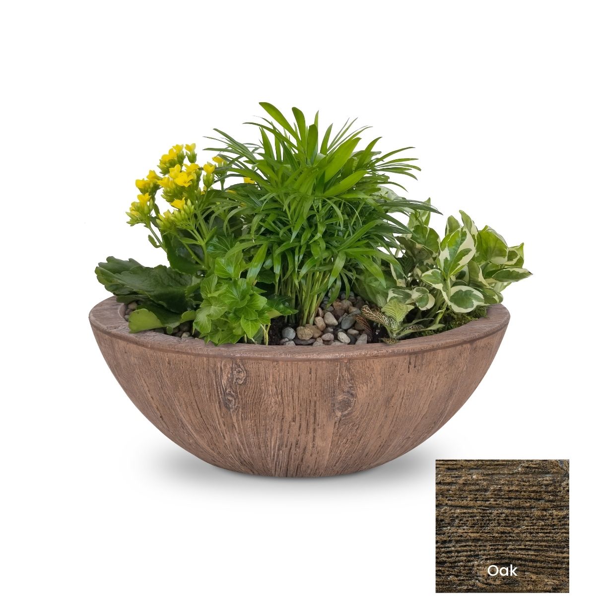 The Outdoor Plus Sedona Wood Grain Concrete Planter Bowl | Outdoor Heat Direct