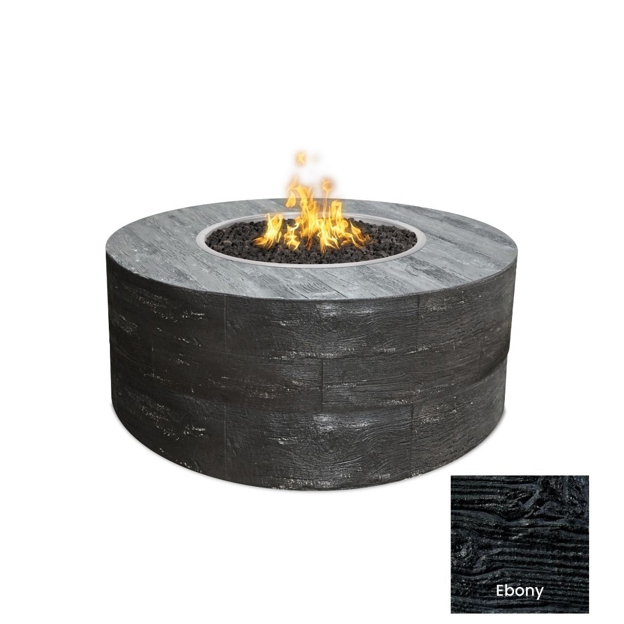 The Outdoor Plus Sequoia Wood Grain Concrete Fire Pit + Free Cover | Outdoor Heat Direct