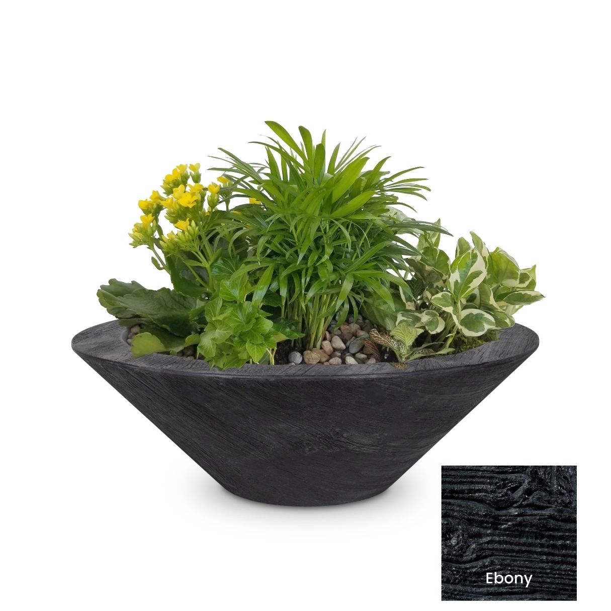 The Outdoor Plus Cazo Wood Grain Concrete Planter Bowl | Outdoor Heat Direct