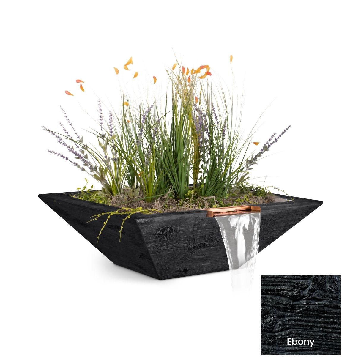 The Outdoor Plus Maya Wood Grain Concrete Planter & Water Bowl | Outdoor Heat Direct
