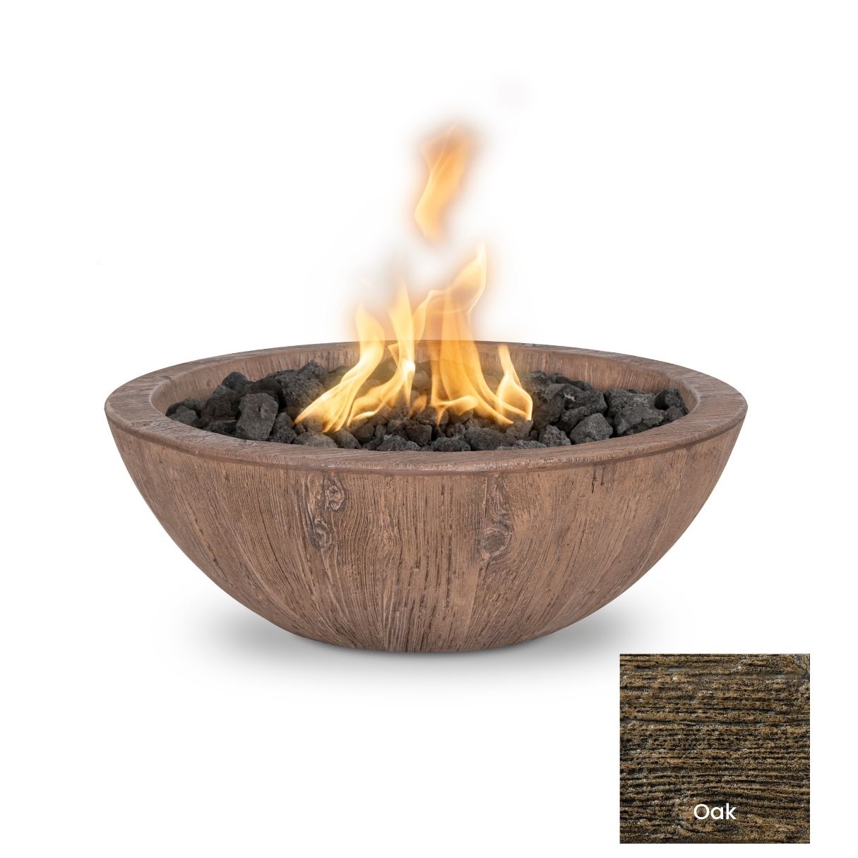 The Outdoor Plus Sedona Wood Grain Concrete Fire Bowl + Free Cover | Outdoor Heat Direct