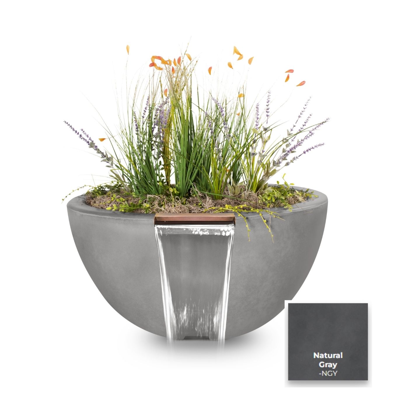 The Outdoor Plus Luna Concrete Planter & Water Bowl | Outdoor Heat Direct