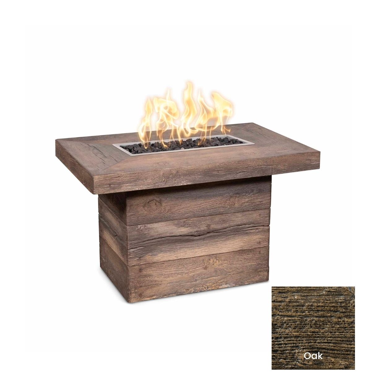 The Outdoor Plus Alberta Wood Grain Concrete Fire Pit + Free Cover | Outdoor Heat Direct