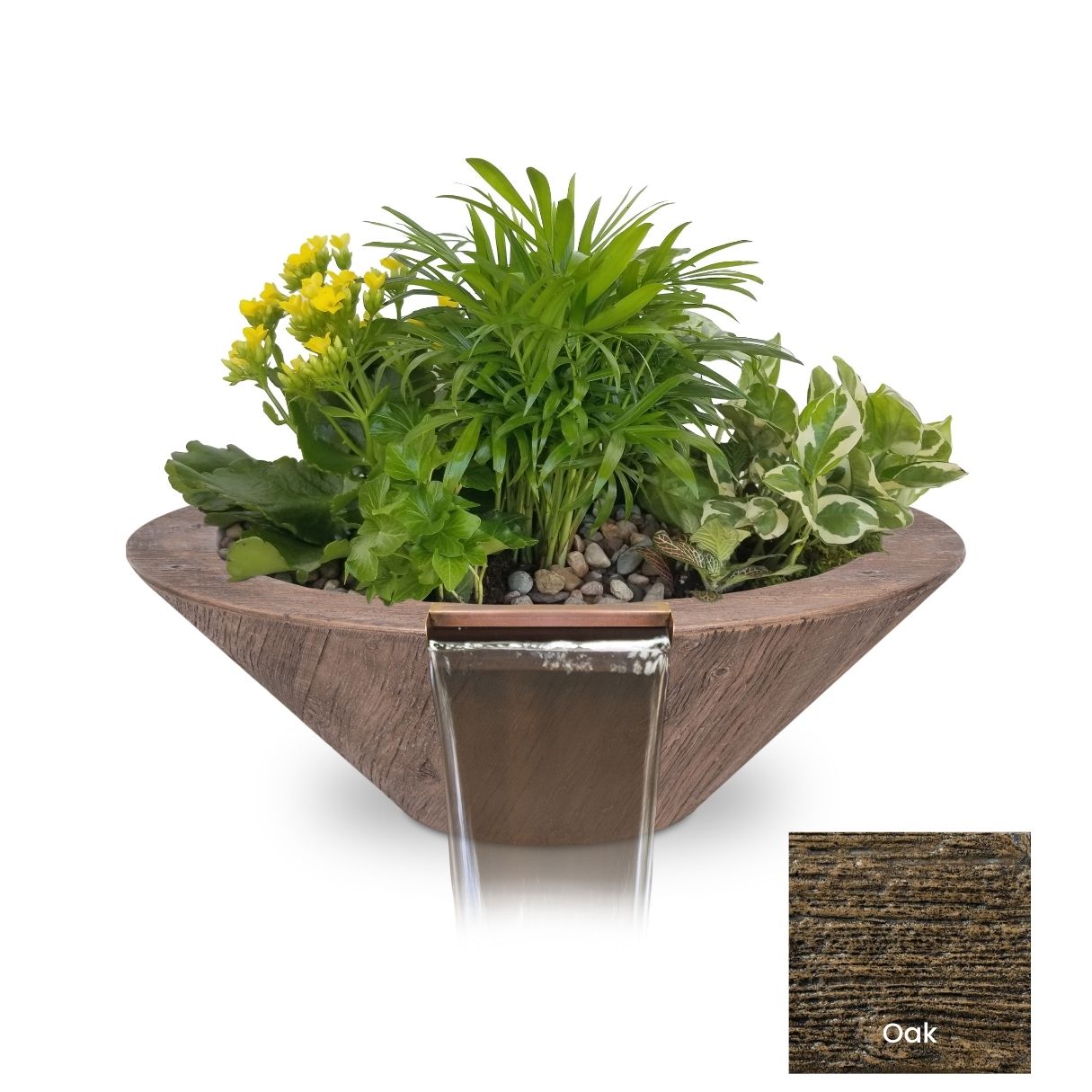 The Outdoor Plus Cazo Wood Grain Concrete Planter & Water Bowl | Outdoor Heat Direct