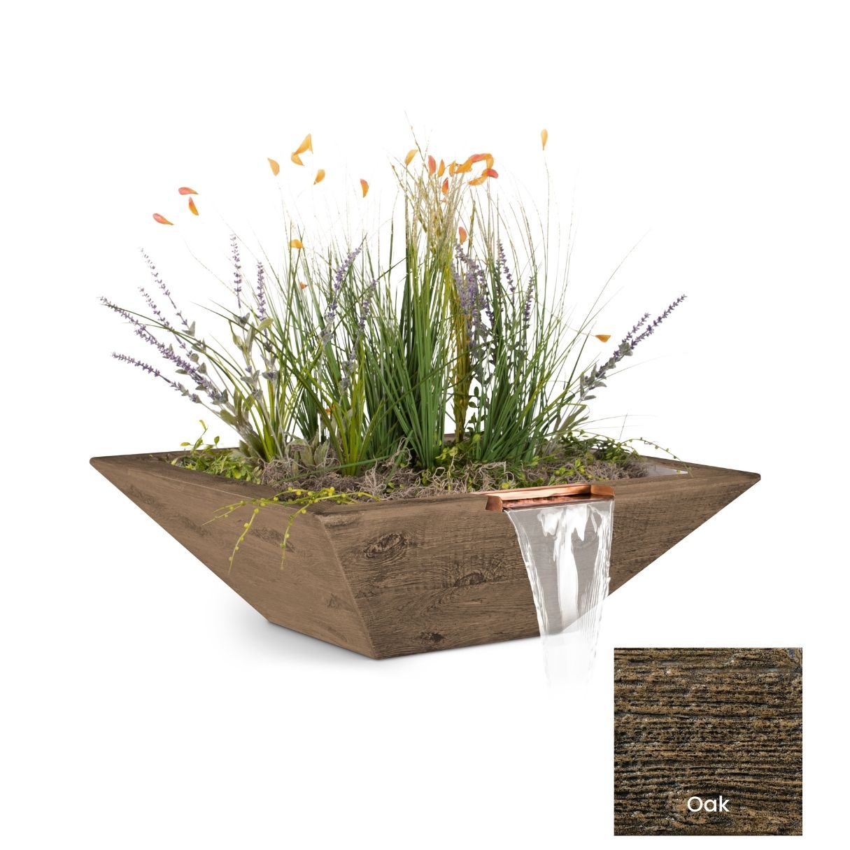 The Outdoor Plus Maya Wood Grain Concrete Planter & Water Bowl | Outdoor Heat Direct