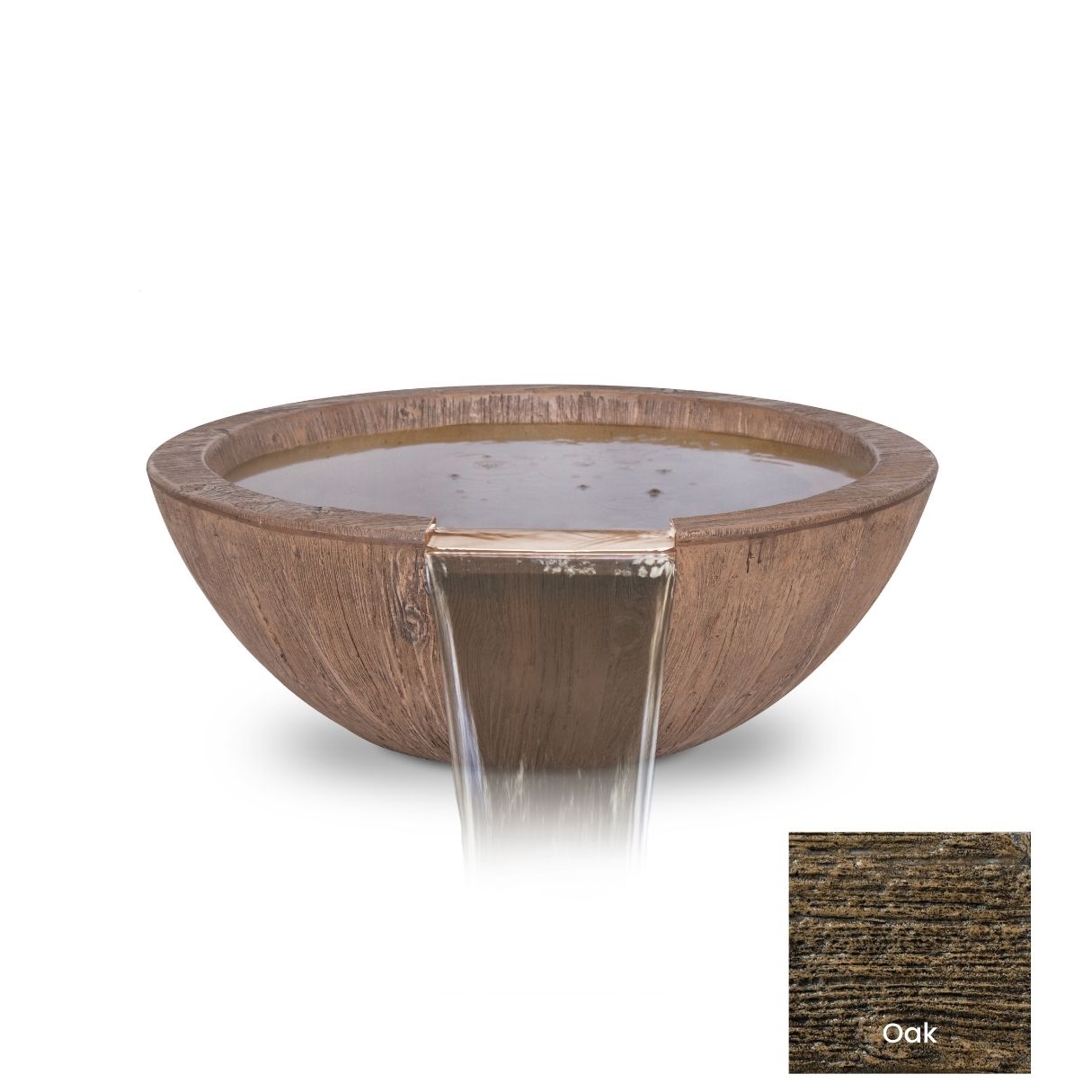 The Outdoor Plus Sedona Wood Grain Concrete Water Bowl + Free Cover | Outdoor Heat Direct