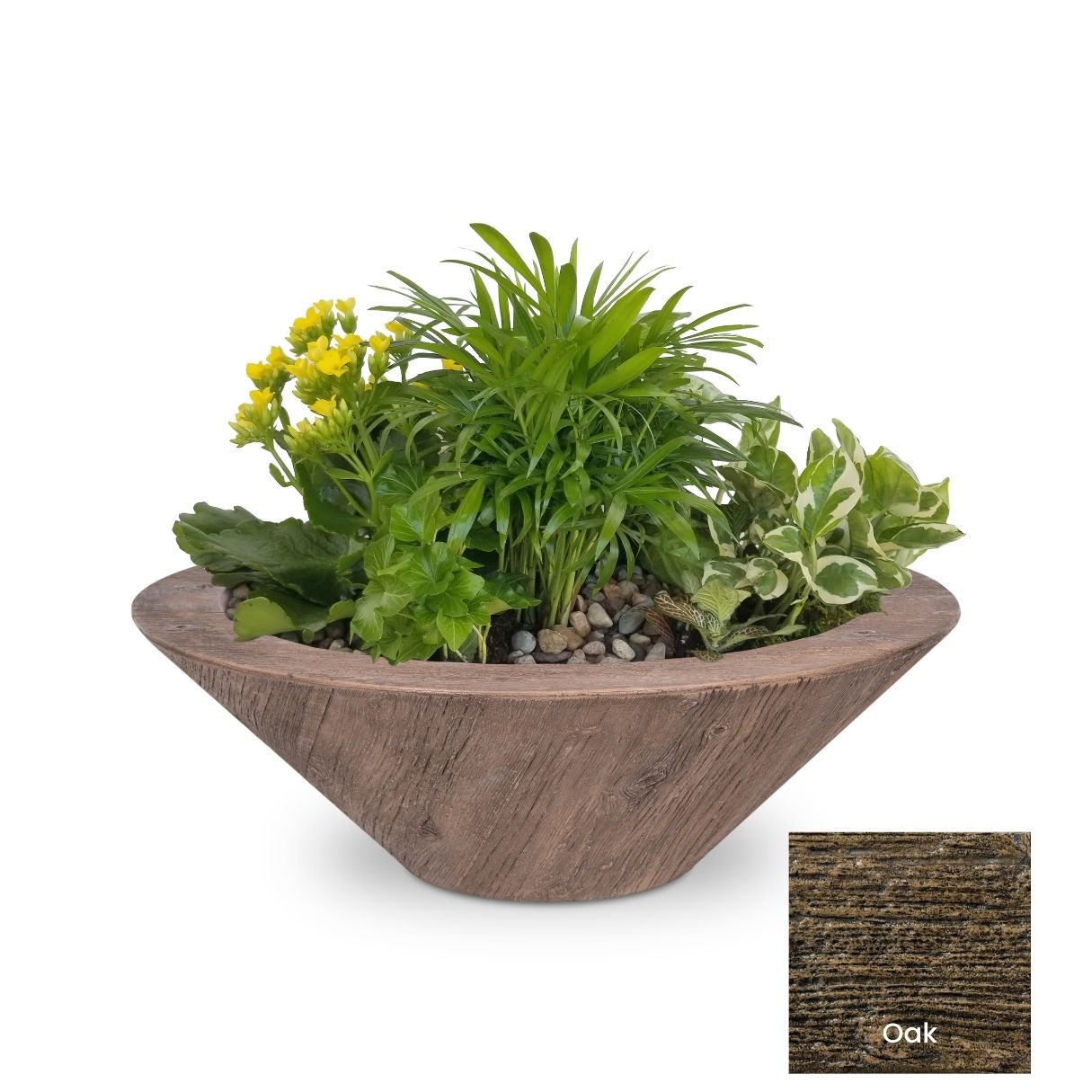 The Outdoor Plus Cazo Wood Grain Concrete Planter Bowl | Outdoor Heat Direct
