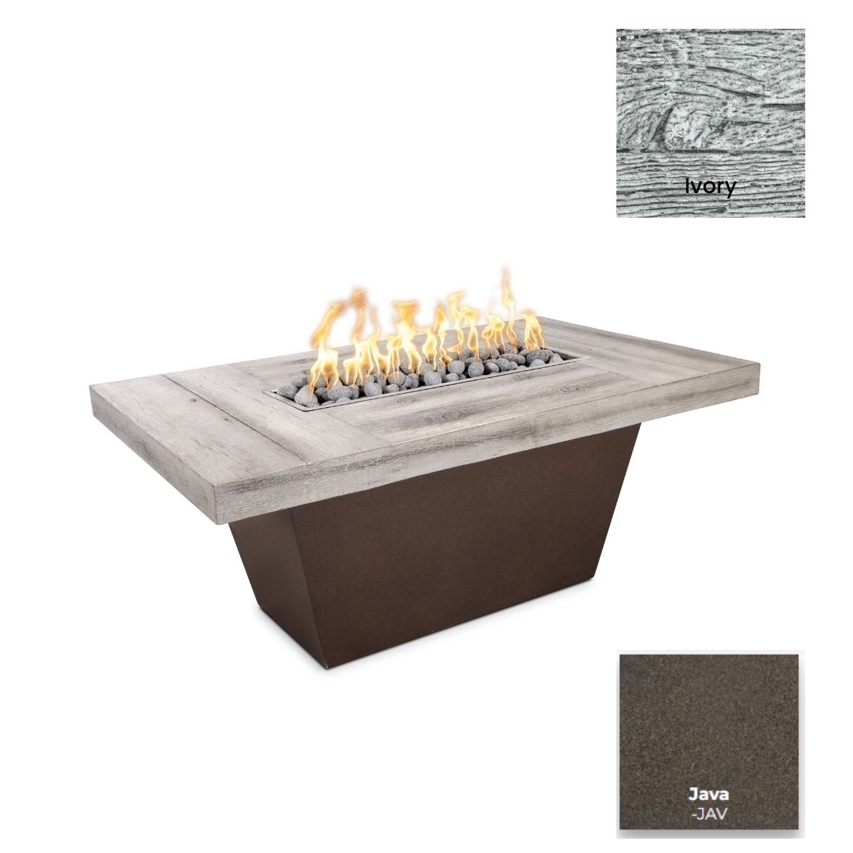 The Outdoor Plus Tacoma Wood Grain Concrete and Steel Fire Table + Free Cover (Lead Time 2-3 weeks)