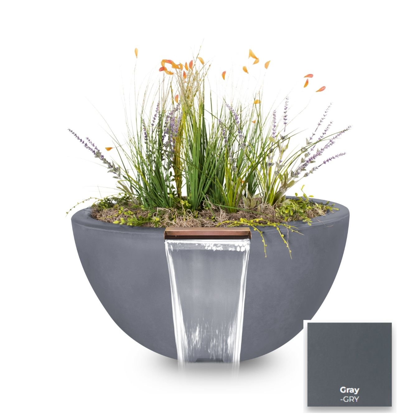 The Outdoor Plus Luna Concrete Planter & Water Bowl | Outdoor Heat Direct