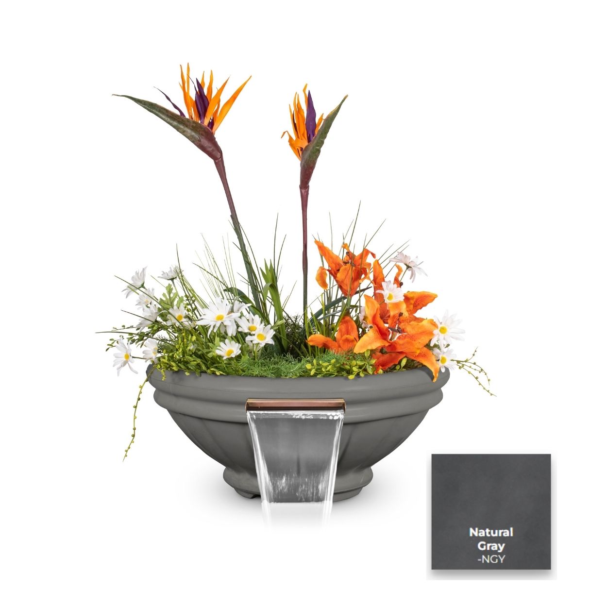 The Outdoor Plus Roma Concrete Planter & Water Bowl | Outdoor Heat Direct