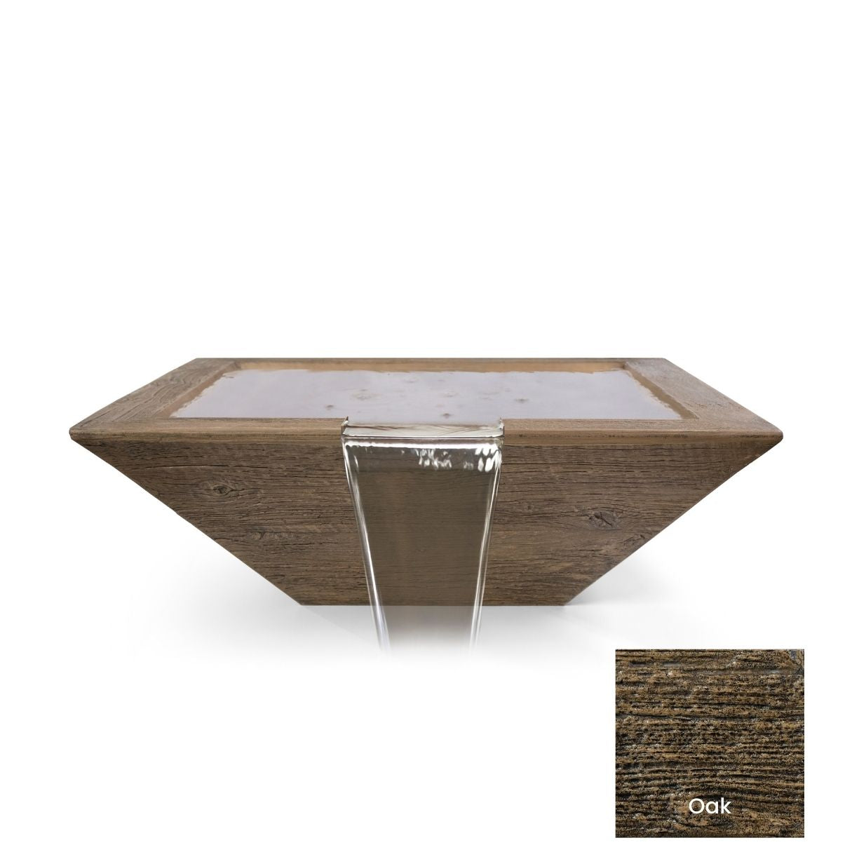 The Outdoor Plus Maya Wood Grain Concrete Water Bowl + Free Cover | Outdoor Heat Direct