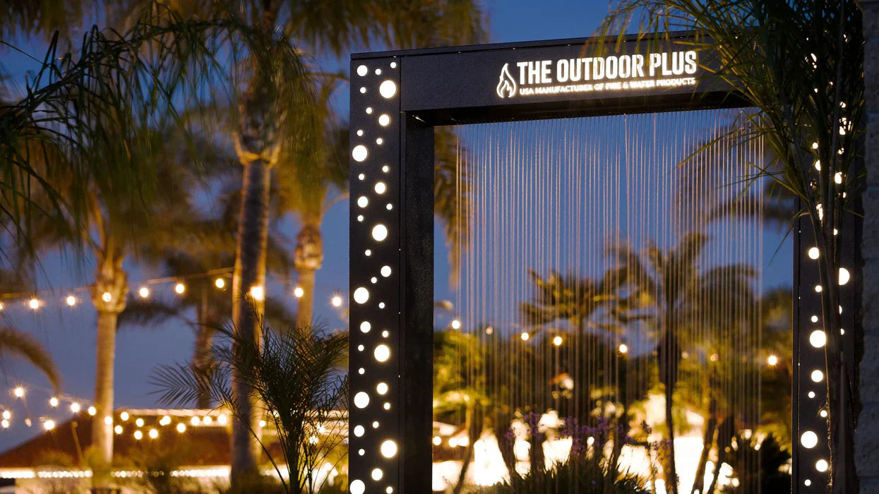Paradise Waterfall - Metal Powder Coat - With Copper Rainfall Scupper by The Outdoor Plus | Outdoor Heat Direct | Outdoor Heat Direct