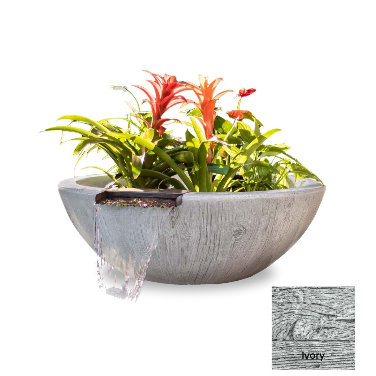 The Outdoor Plus Sedona Wood Grain Concrete Planter & Water Bowl | Outdoor Heat Direct