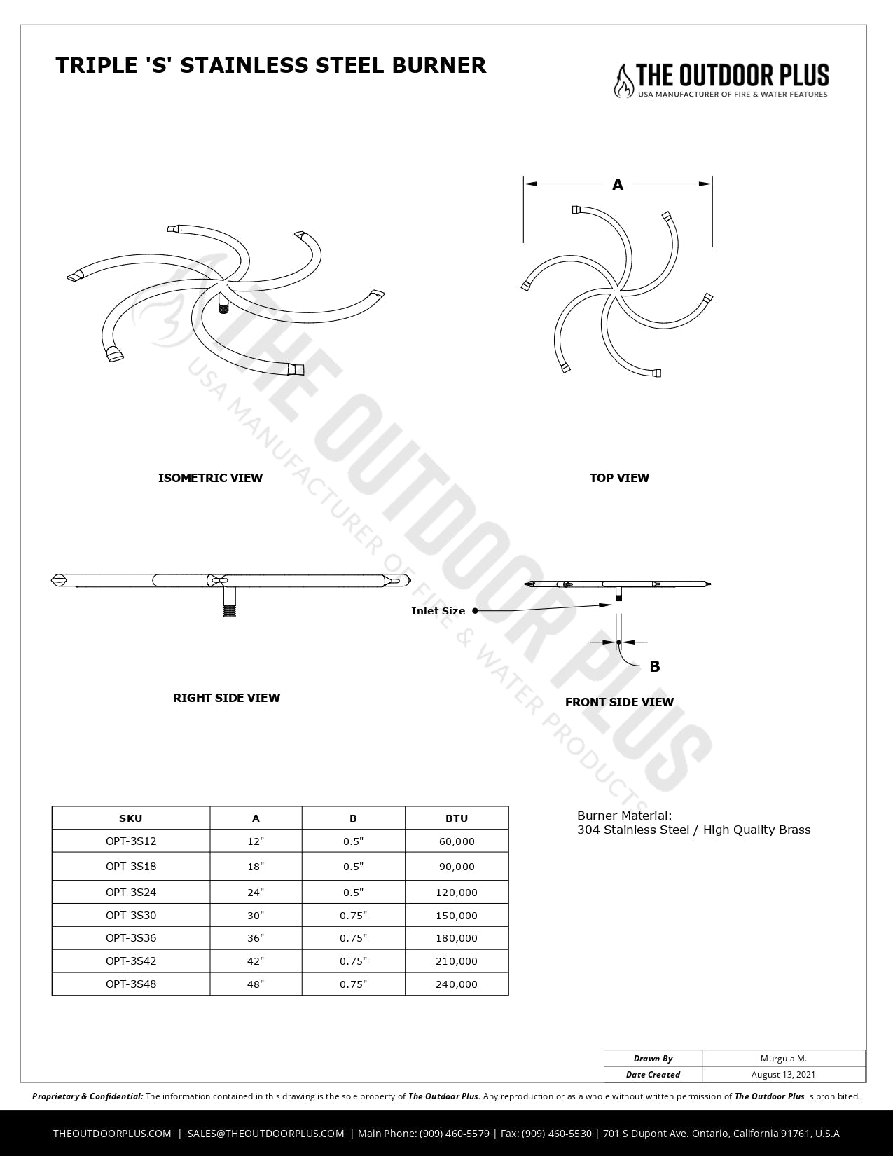 Triple 'S' Star Burner by The Outdoor Plus | Outdoor Heat Direct