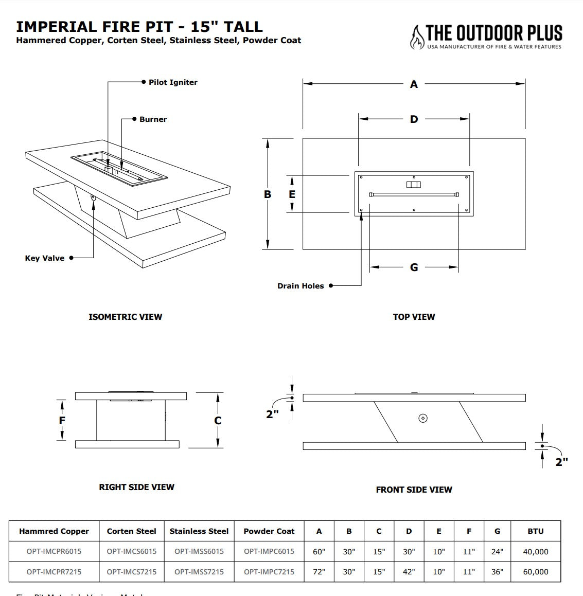 The Outdoor Plus Imperial Powdercoated 15" Tall | Outdoor Heat Direct
