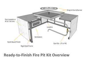 The Outdoor Plus 84" x 84" x 24" Ready-to-Finish Square Gas Fire Table Kit + Free Cover - The Fire Pit Collection