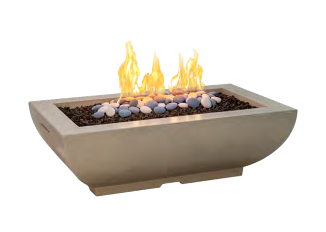 American Fyre Designs Bordeaux Rectangle Fire Bowl with Electronic Ignition + Free Cover | Outdoor Heat Direct