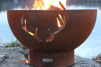 Fire Pit Art Antlers Fire Pit + Free Weather-Proof Fire Pit Cover | Outdoor Heat Direct