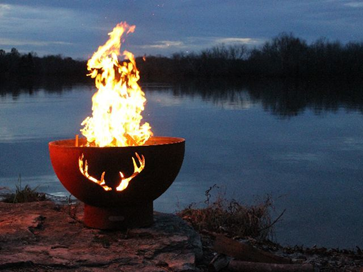 Fire Pit Art Antlers Fire Pit + Free Weather-Proof Fire Pit Cover | Outdoor Heat Direct