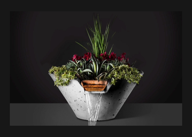 Slick Rock Concrete Cascade Conical Planter and Water Bowl -Outdoor Heat Direct