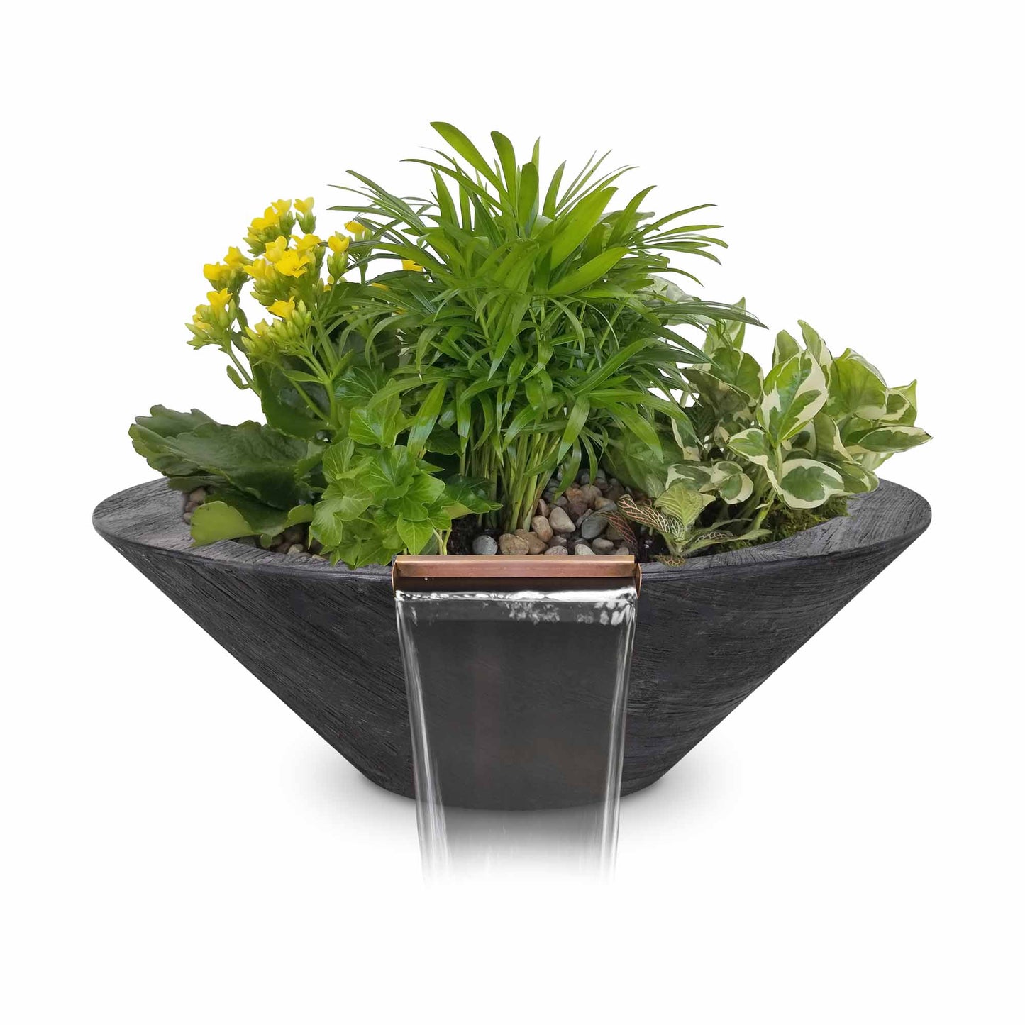 The Outdoor Plus Cazo Wood Grain Concrete Planter & Water Bowl | Outdoor Heat Direct