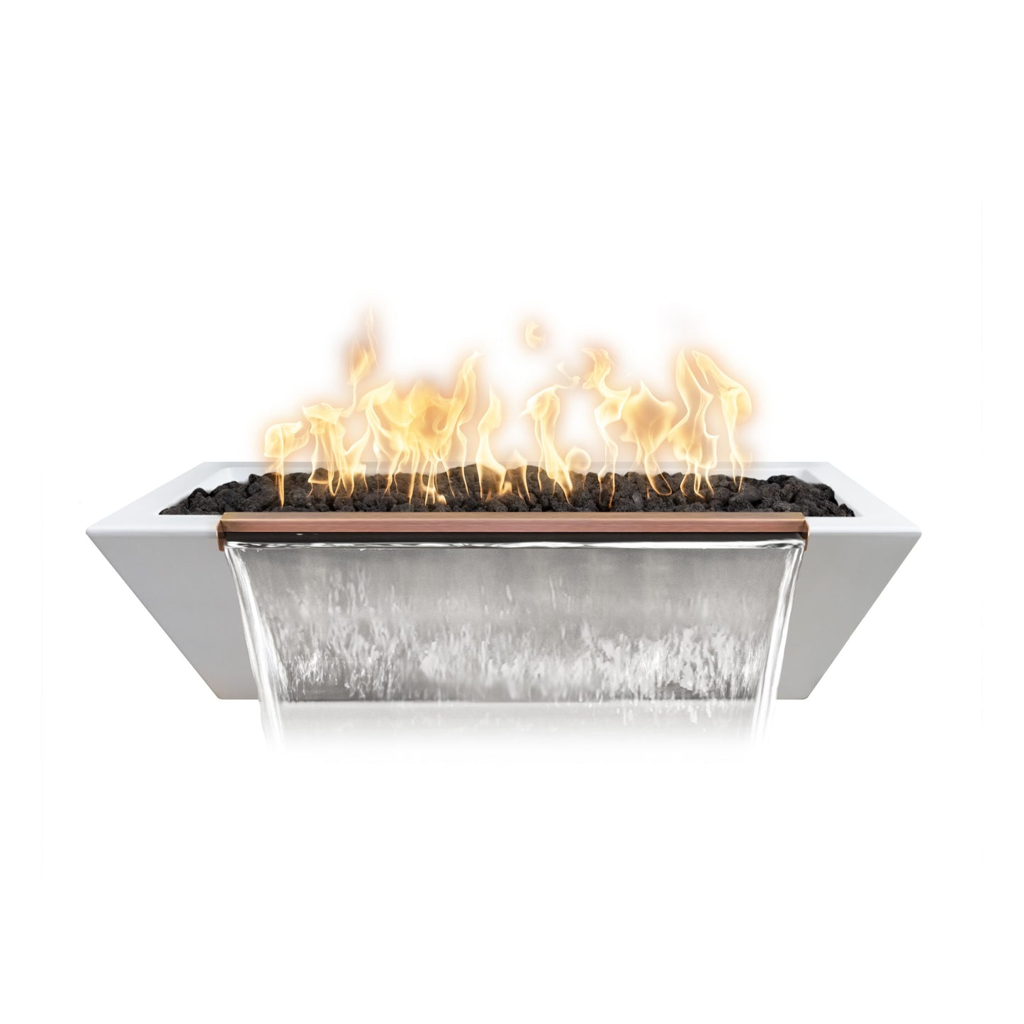 The Outdoor Plus Linear Maya Concrete Fire & Water Bowl + Free Cover | Outdoor Heat Direct