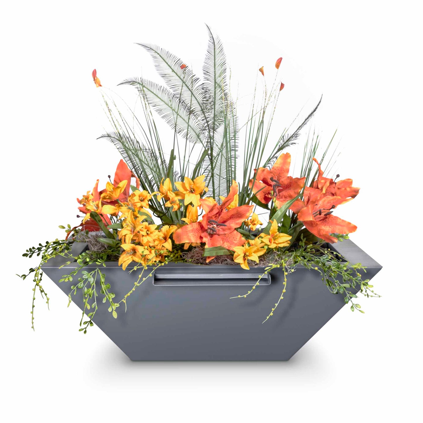 The Outdoor Plus Maya Powdercoated Steel Planter & Water Bowl | Outdoor Heat Direct