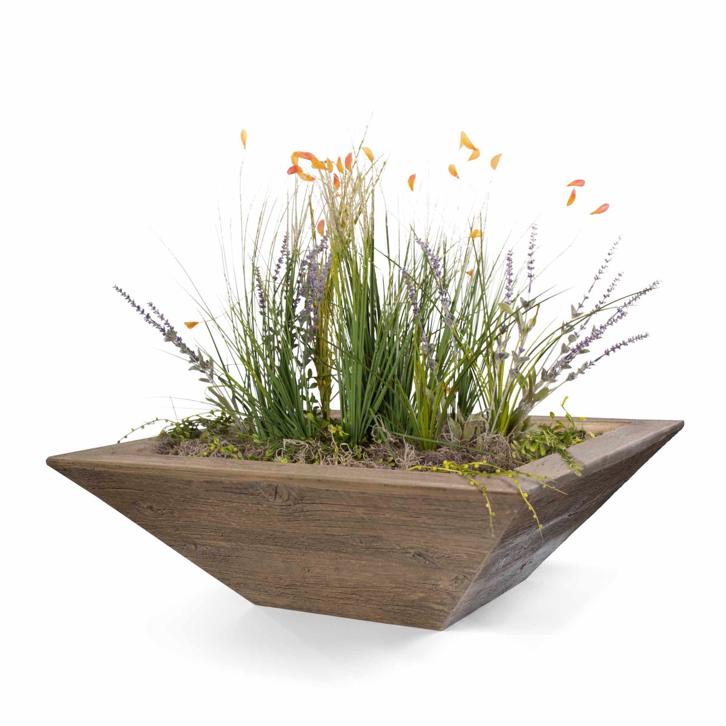 The Outdoor Plus Maya Wood Grain Concrete Planter Bowl | Outdoor Heat Direct